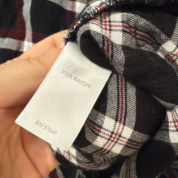 J. Jill Women's Tunic Top Shirt Dress Plaid Button Down LS Black Red Plus 2X - Picture 8 of 10